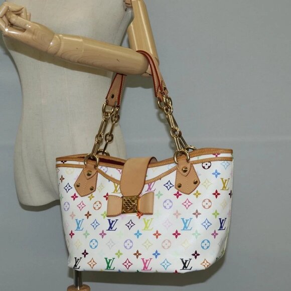 LOUIS VUITTON Monogram Multicolor Annie MM Tote Bag White M40307 LV Auth 120602V - Picture 14 of 16